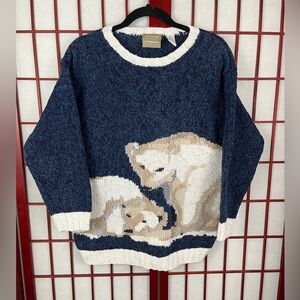 Vintage 90’s Liz Claiborne Hand Knitted Polar Bear Sweater